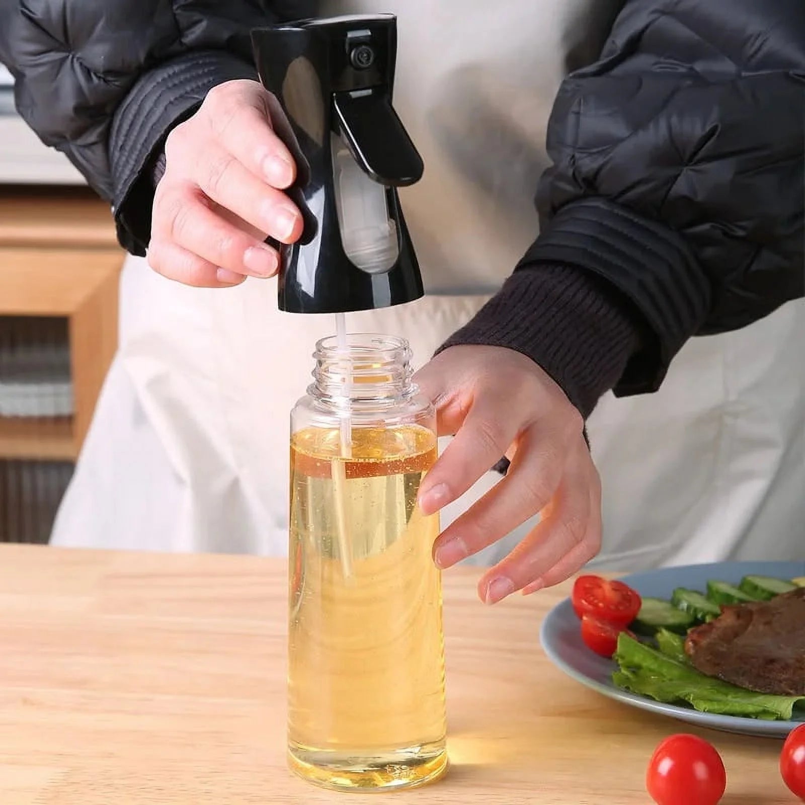200Ml 300Ml Oil Spray Bottle Kitchen BBQ Cooking Olive Oil Dispenser Camping Baking Empty Vinegar Soy Sauce Sprayer Containers White 200ML