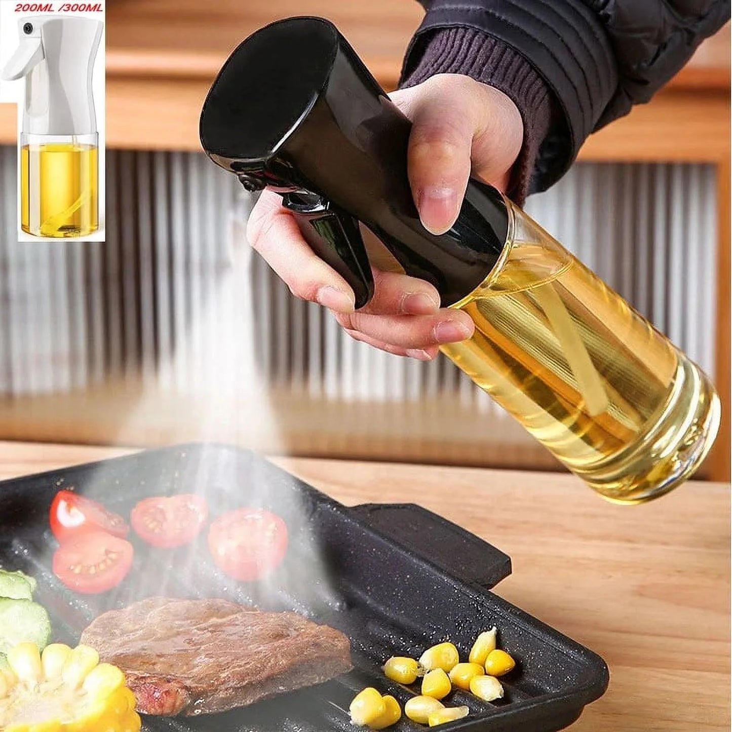 200Ml 300Ml Oil Spray Bottle Kitchen BBQ Cooking Olive Oil Dispenser Camping Baking Empty Vinegar Soy Sauce Sprayer Containers White 200ML