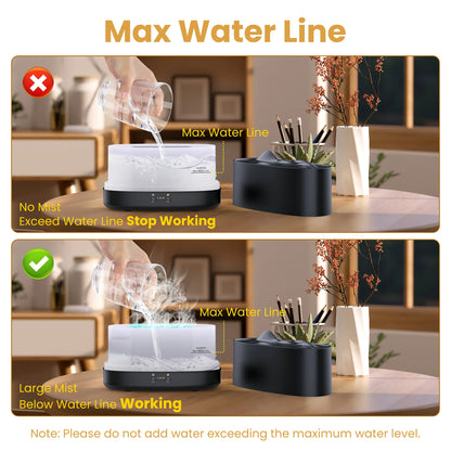 Flame Diffuser Humidifier, 7 Color Essential Oil Diffuser, 200Ml Time Setting for Home, Room, Black