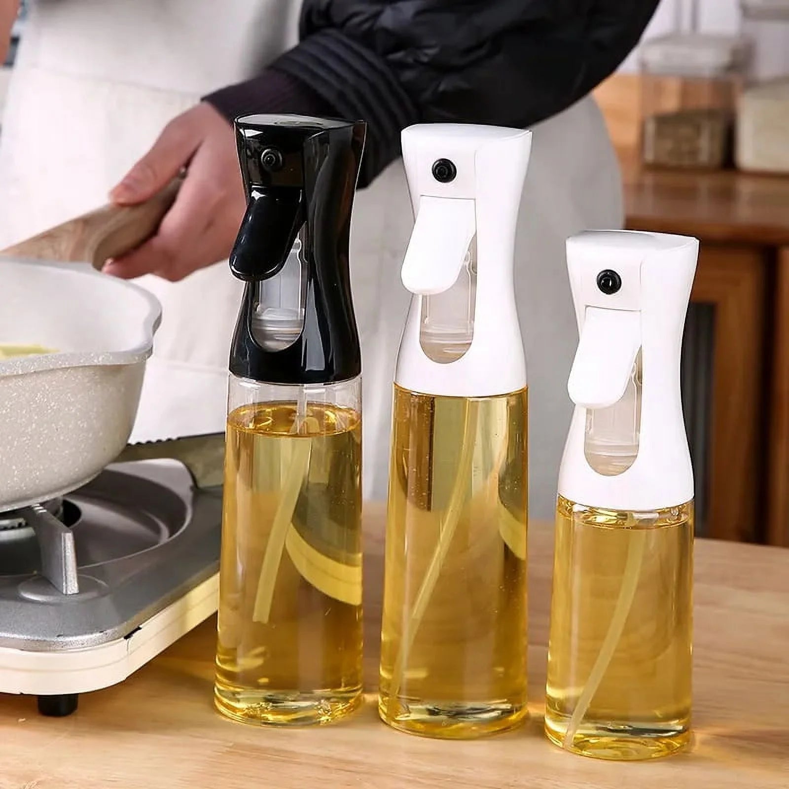 200Ml 300Ml Oil Spray Bottle Kitchen BBQ Cooking Olive Oil Dispenser Camping Baking Empty Vinegar Soy Sauce Sprayer Containers White 200ML