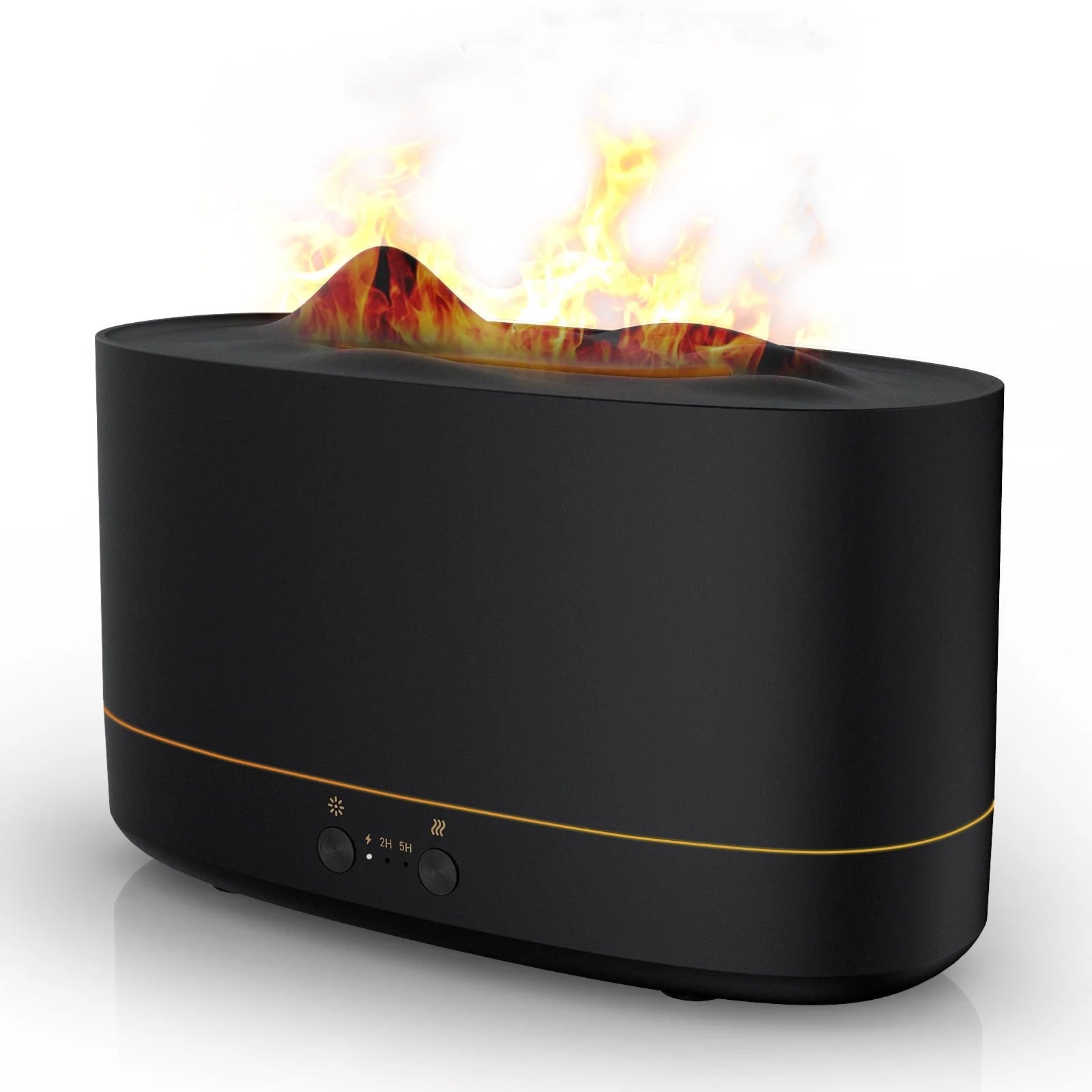 Flame Diffuser Humidifier, 7 Color Essential Oil Diffuser, 200Ml Time Setting for Home, Room, Black
