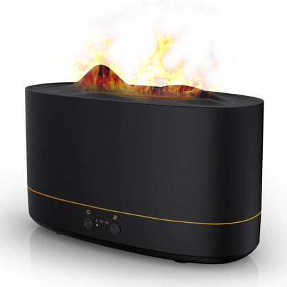 Flame Diffuser Humidifier, 7 Color Essential Oil Diffuser, 200Ml Time Setting for Home, Room, Black