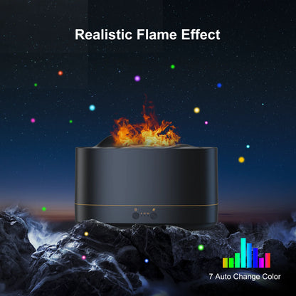 Flame Diffuser Humidifier, 7 Color Essential Oil Diffuser, 200Ml Time Setting for Home, Room, Black