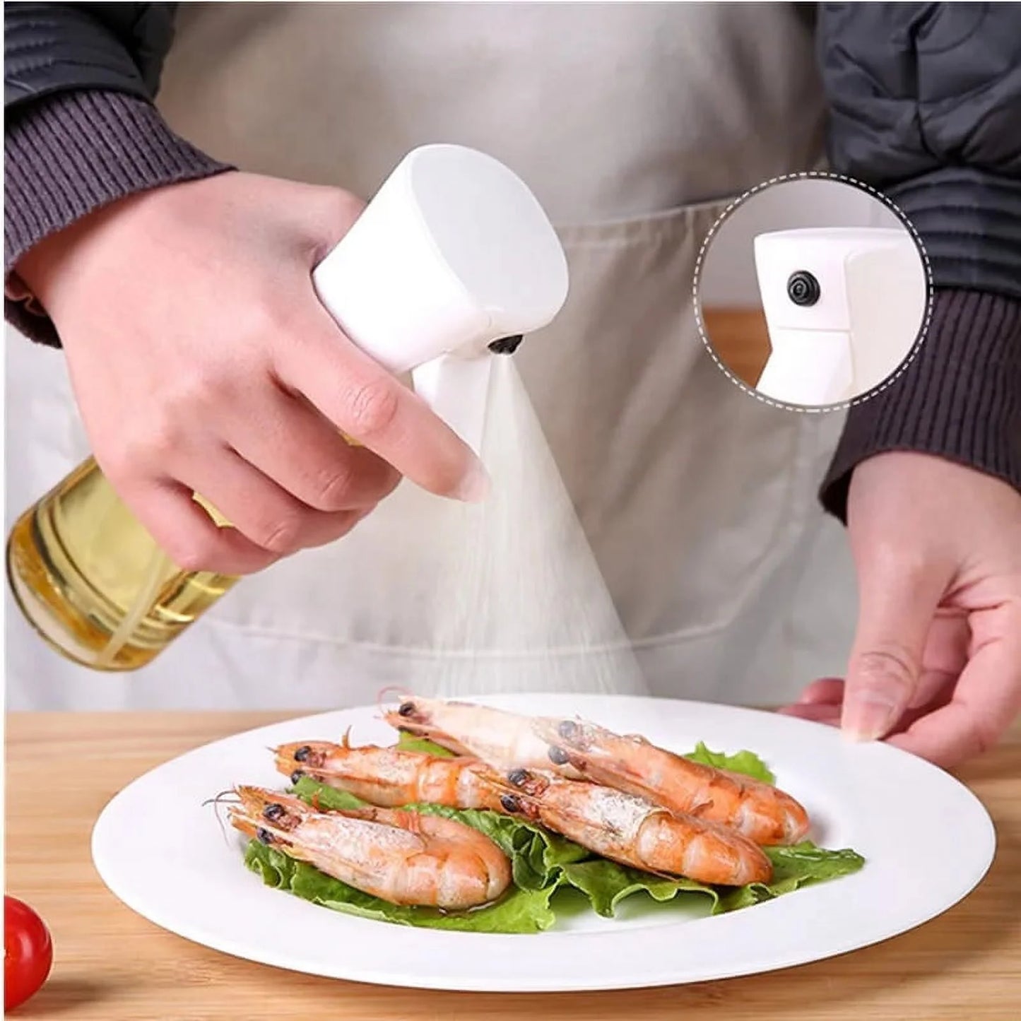 200Ml 300Ml Oil Spray Bottle Kitchen BBQ Cooking Olive Oil Dispenser Camping Baking Empty Vinegar Soy Sauce Sprayer Containers White 200ML