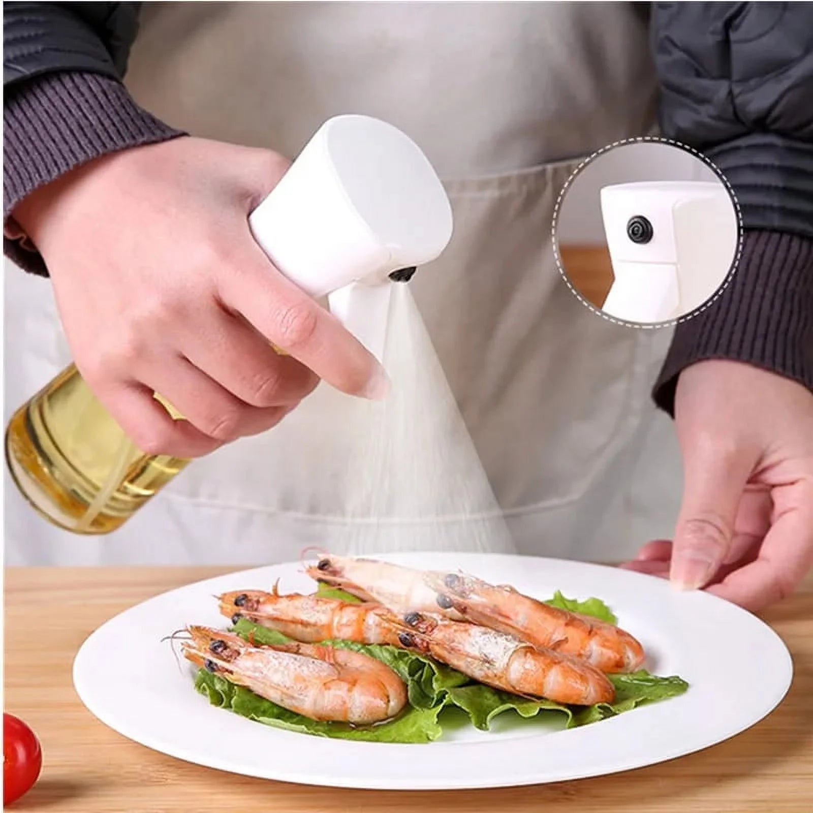 200Ml 300Ml Oil Spray Bottle Kitchen BBQ Cooking Olive Oil Dispenser Camping Baking Empty Vinegar Soy Sauce Sprayer Containers White 200ML