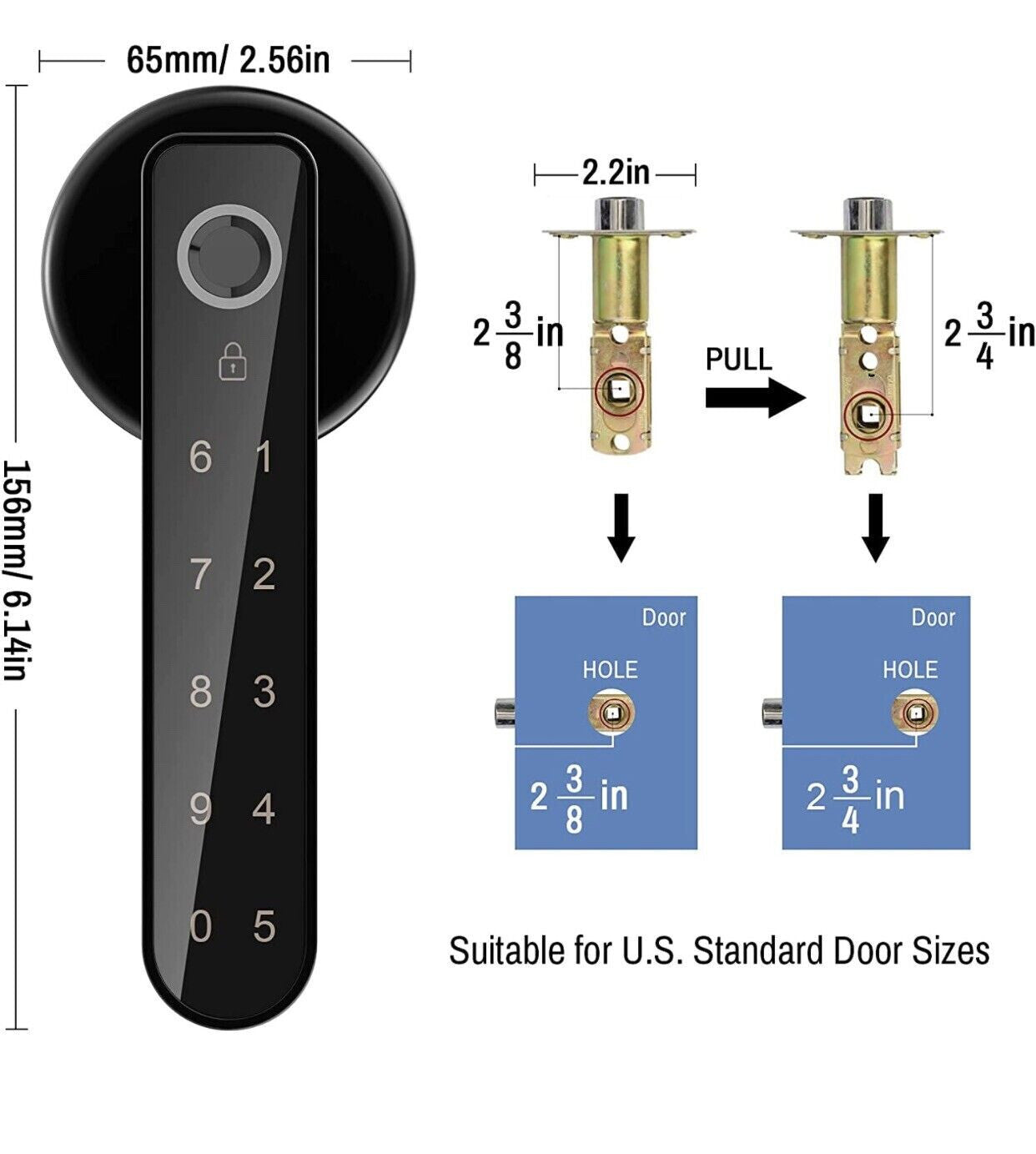 Secustone Fingerprint Door Lock Keyless Entry Door Lock Smart Lock with Keypad